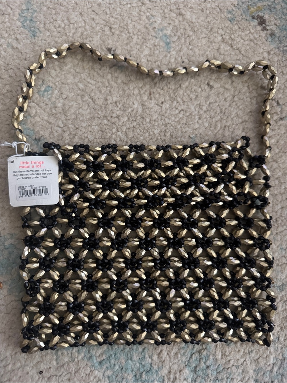 Crewcuts Gold and Black Beaded Shoulder Bag
